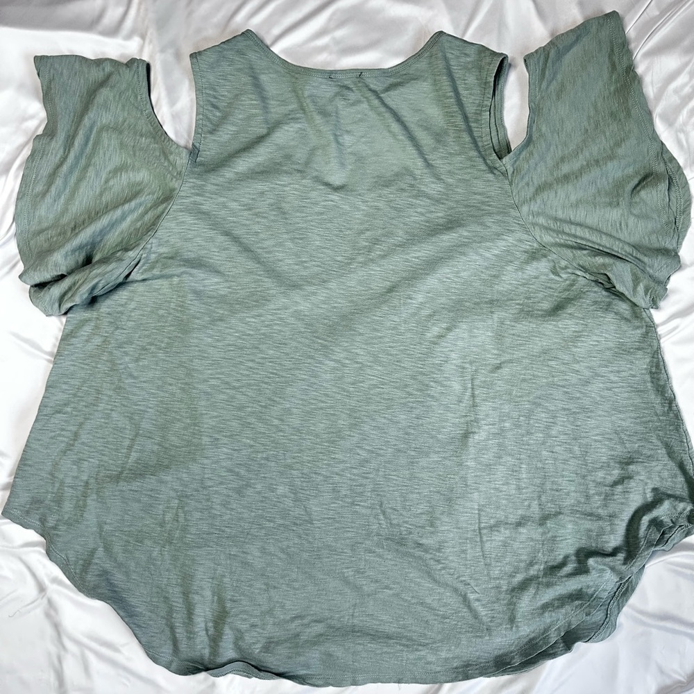 Express Sage Green Blouse with Cutout Sleeves - Picture 12 of 12
